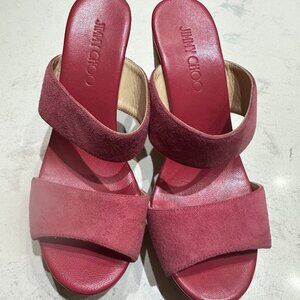 Jimmy Choo Women's Platform Sandals - Pink Suede, Size 8, New without Box